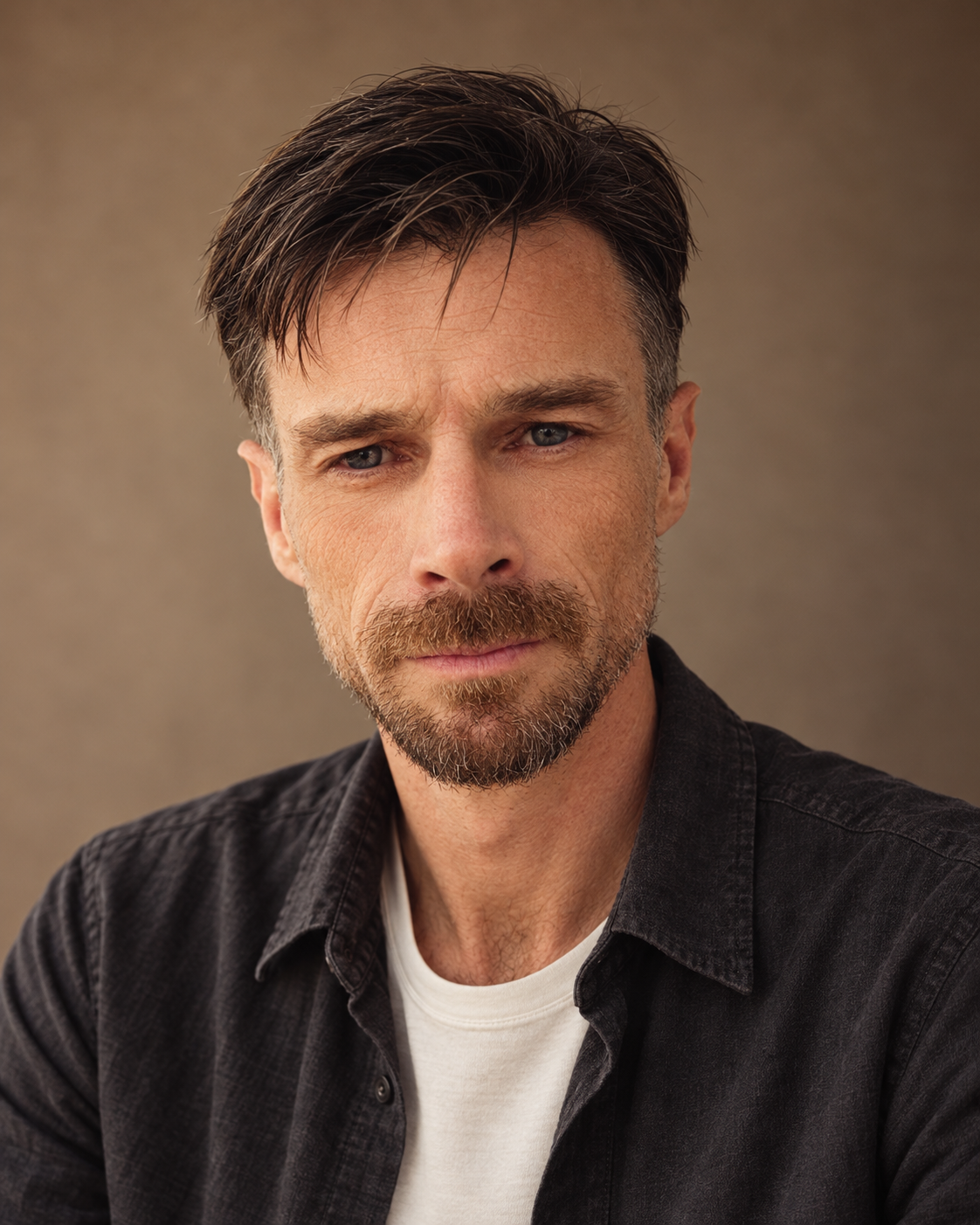 Editorial portrait of Shawn Cutler, created with AI assistance from his reference photographs